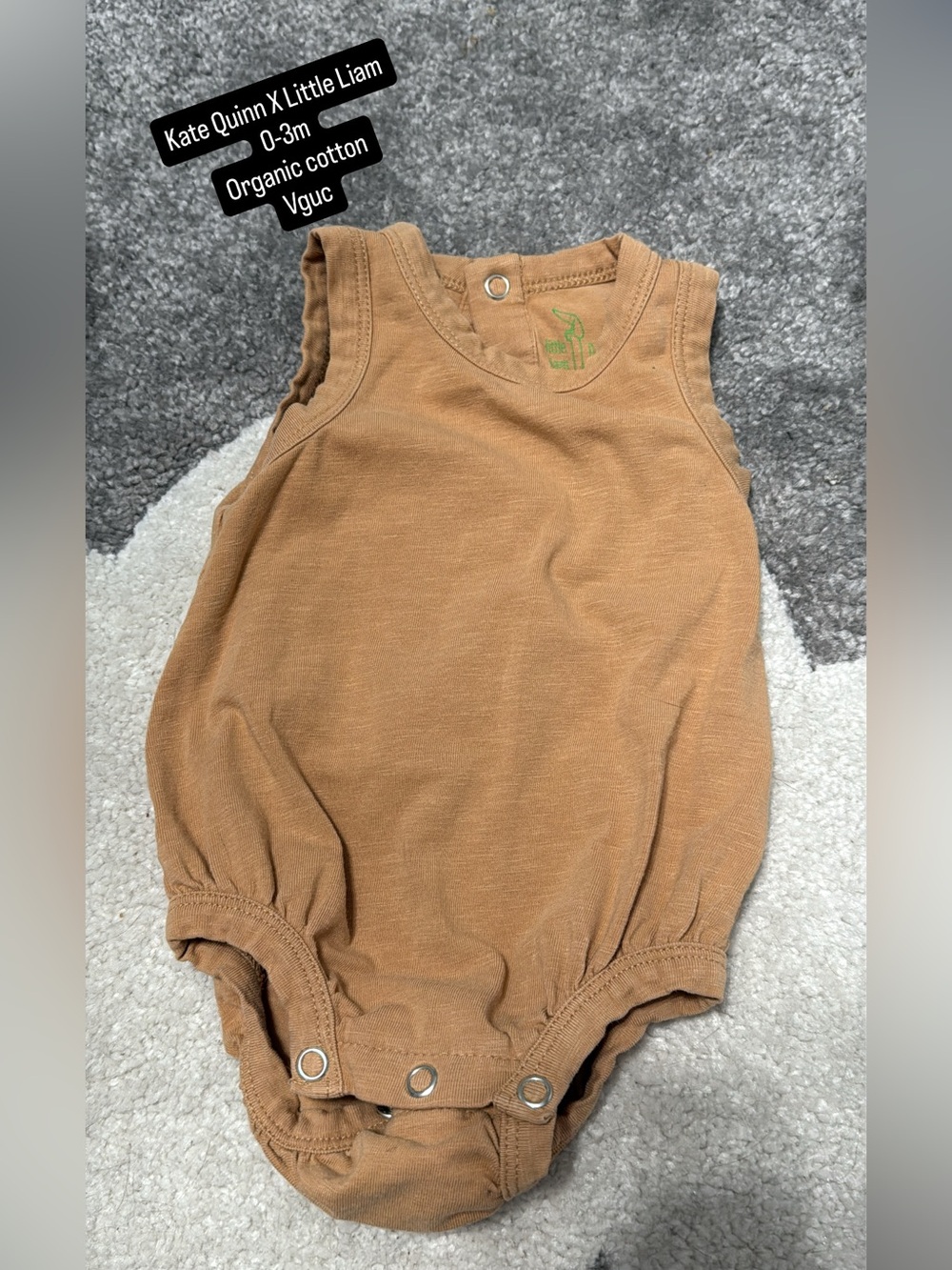 kate quinn brown/tan organic cotton baby one-piece bodysuit